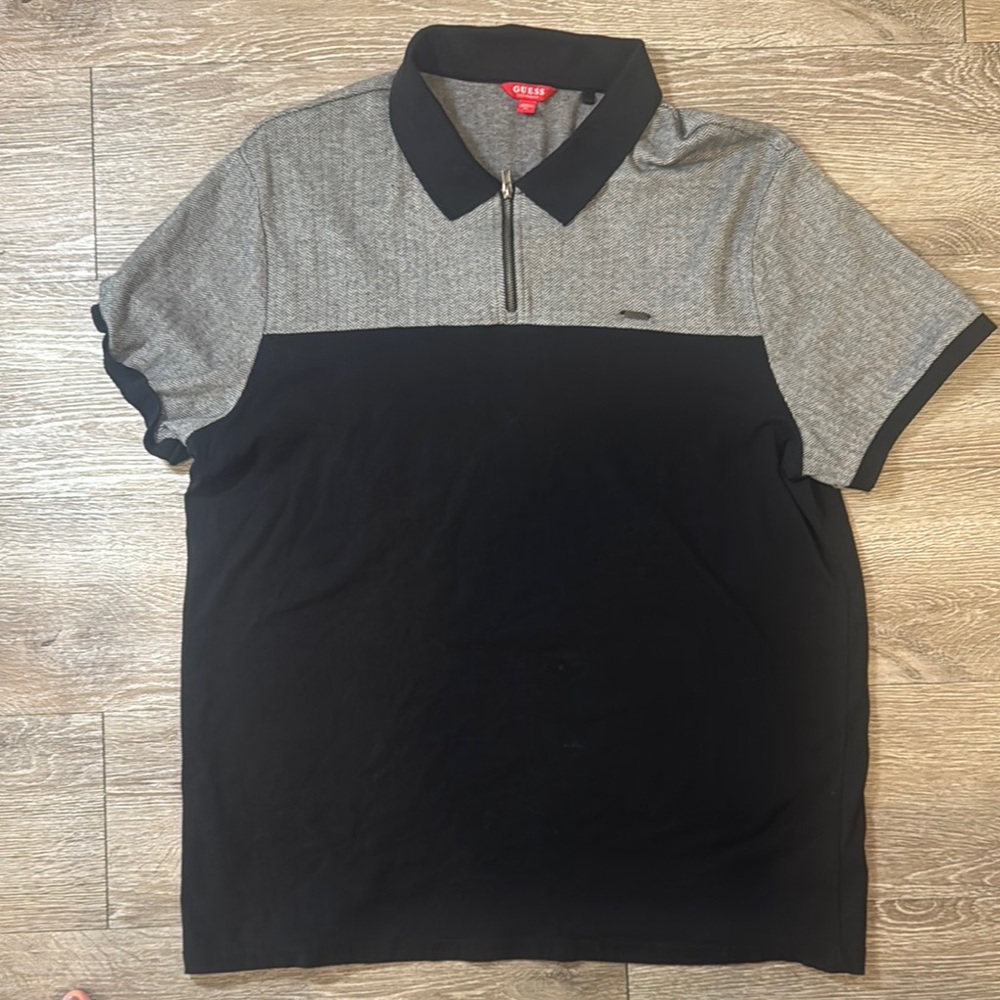 Guess Black and Gray Polo Shirt with Two-Tone Design